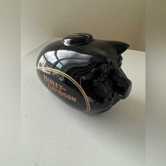 Harley-Davidson Black Ceramic Hog Gas Tank Piggy Bank - Picture 2 of 8